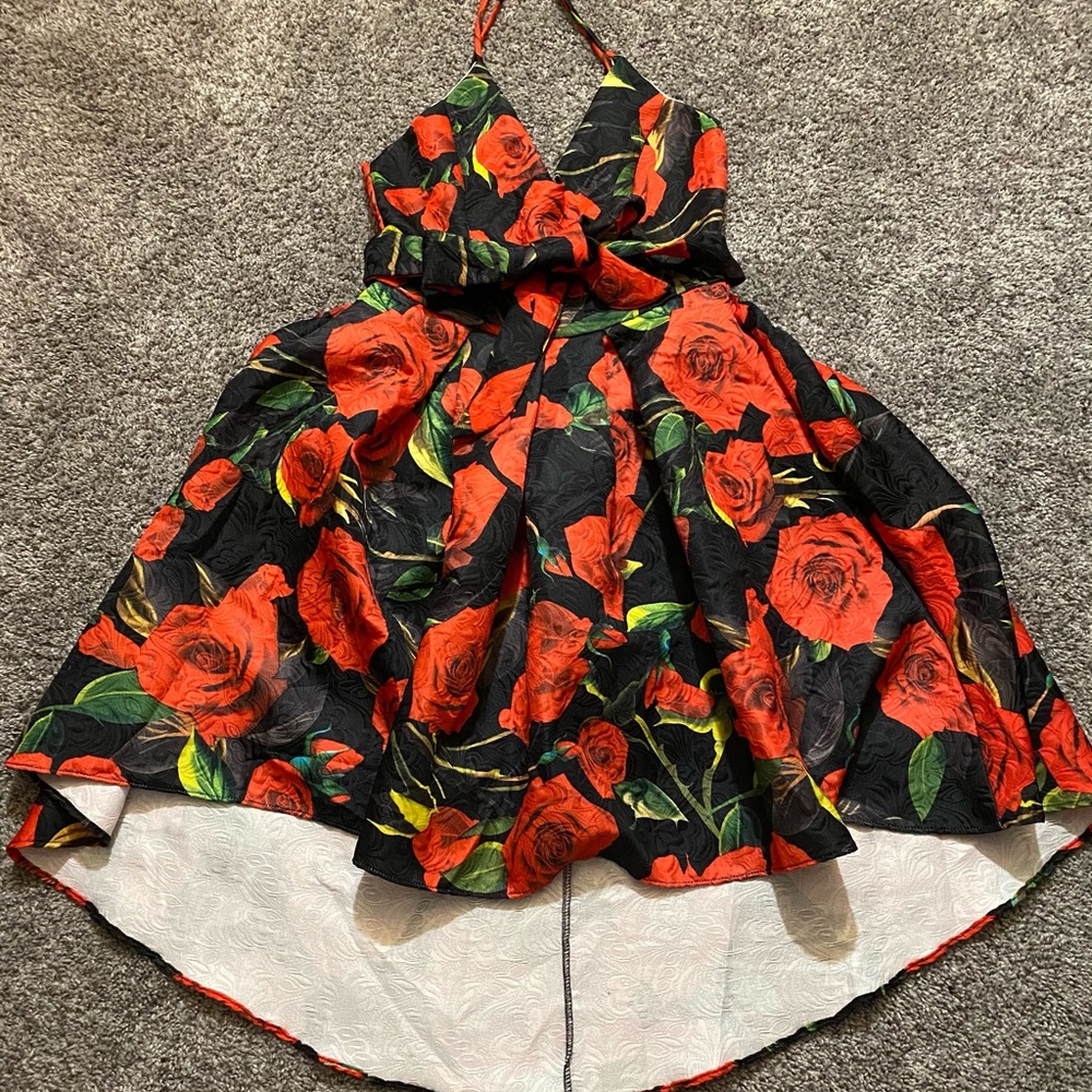 ROSE HIGH LOW HALTER DRESS